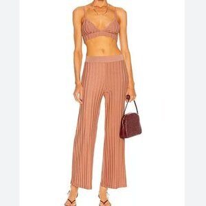 Jonathan Simkhai Standard SET Rikki Ribbed Bralette and Wide Leg Pants Small